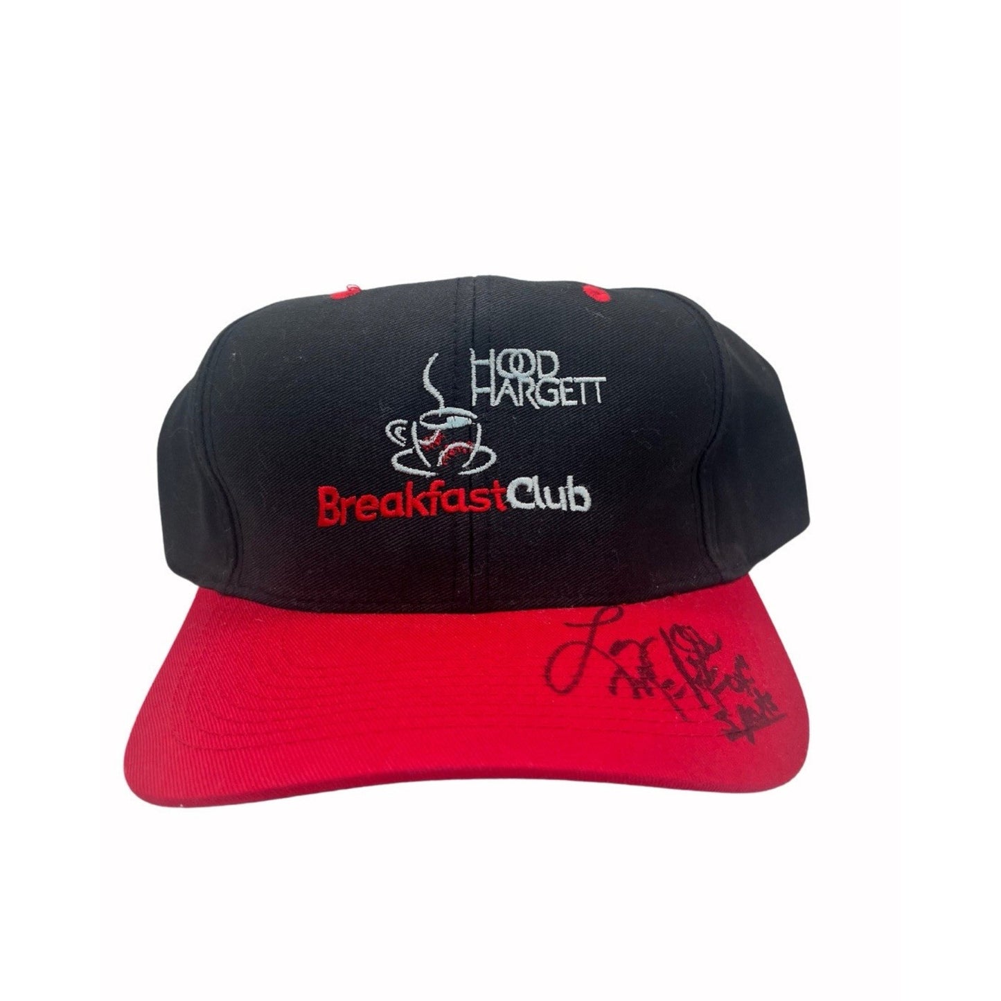 Vtg Hood Hargett Trucker Hat | Black Red Snapback Cap Signed Breakfast Club