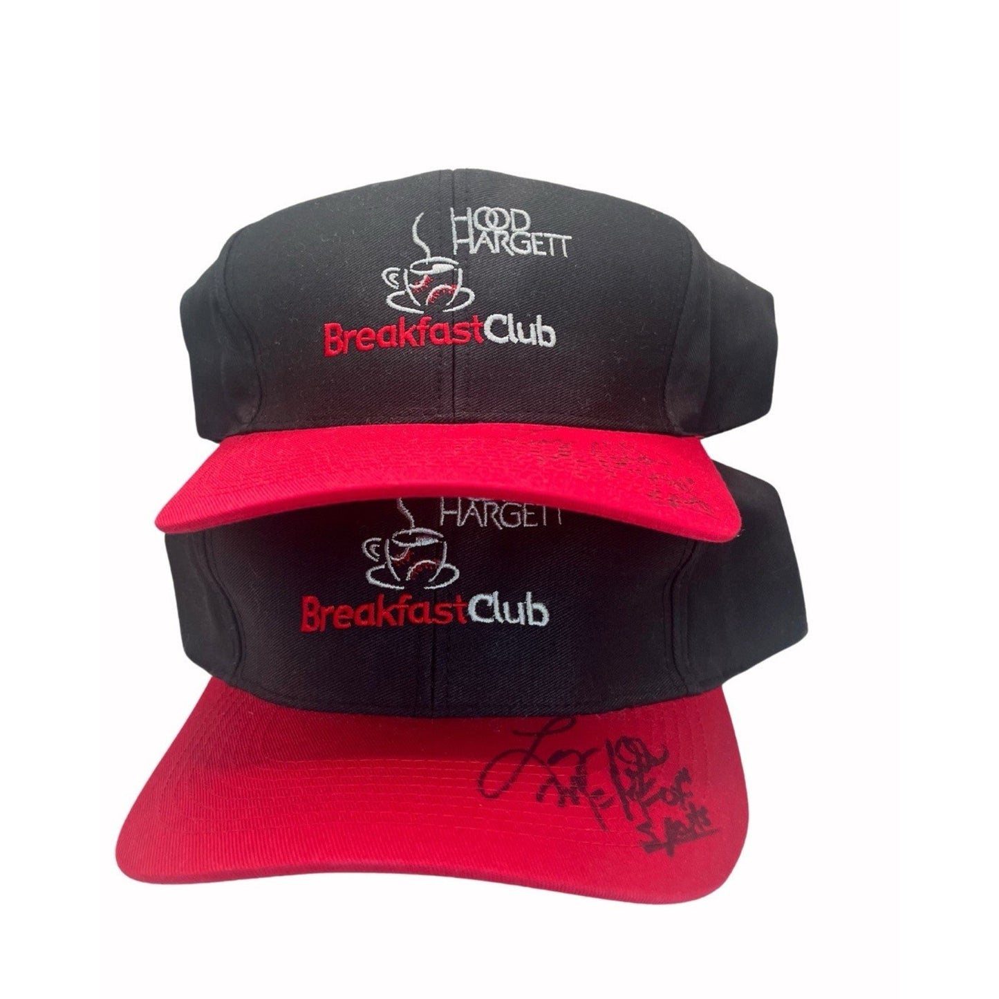Vtg Hood Hargett Trucker Hat | Black Red Snapback Cap Signed Breakfast Club