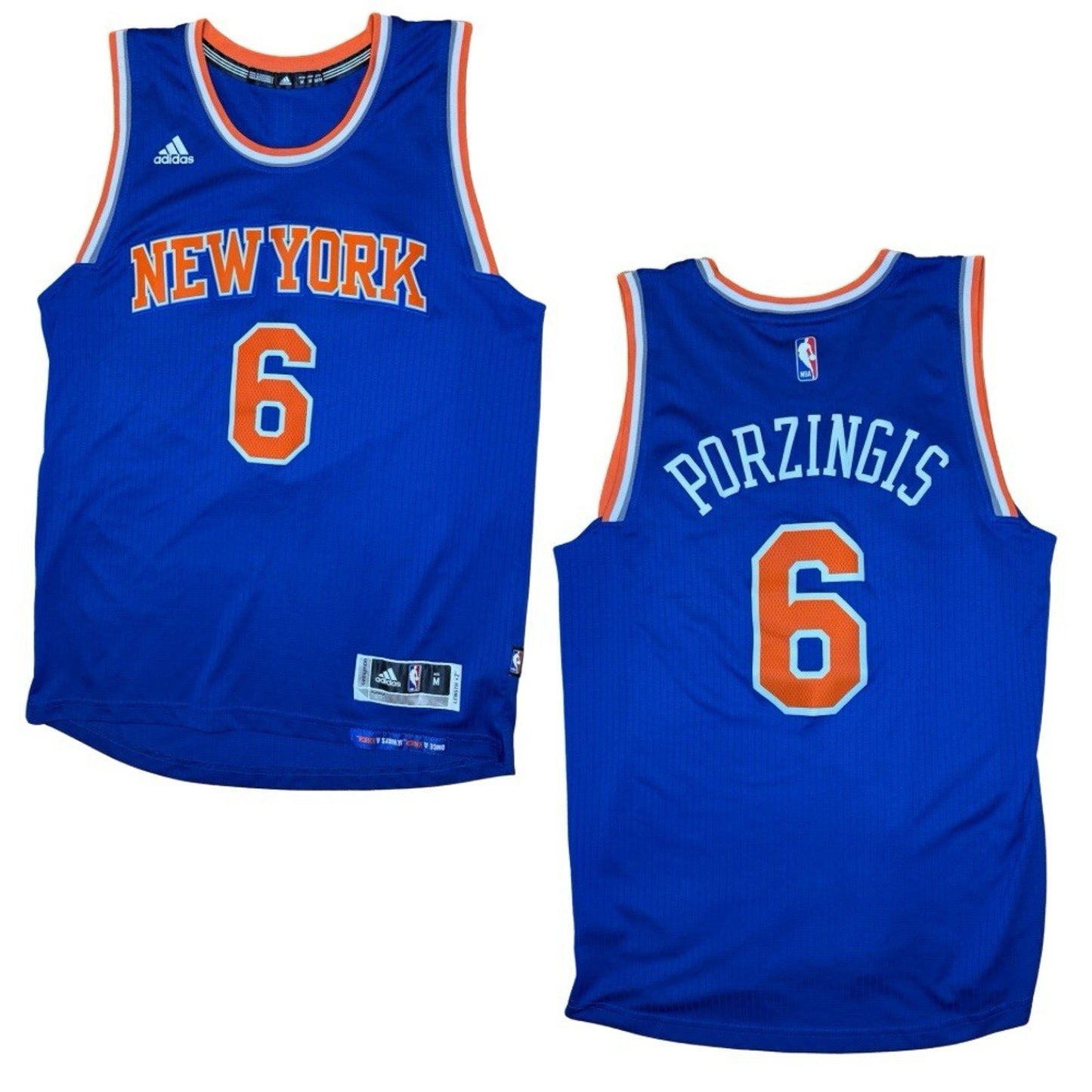 New York Knicks "Kristaps Porzingis" Jersey Authentic Adidas Medium