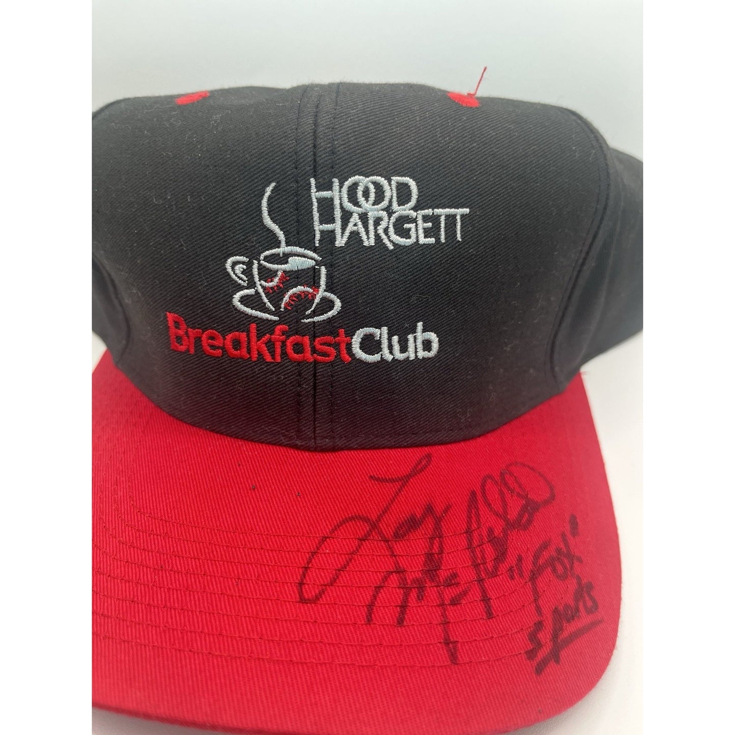 Vtg Hood Hargett Trucker Hat | Black Red Snapback Cap Signed Breakfast Club