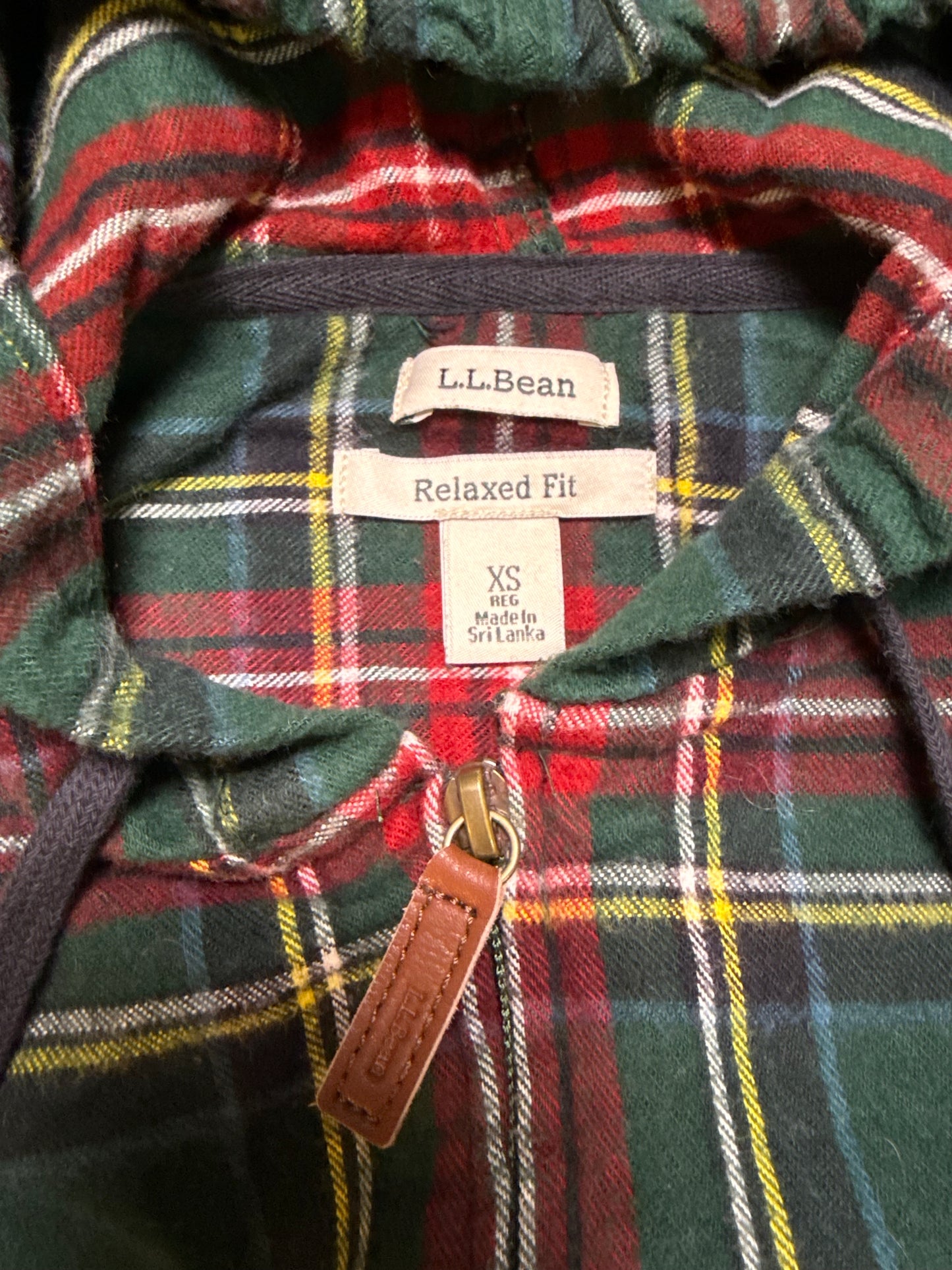 LL Bean Plaid Hooded Zip Up