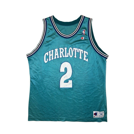 Vintage Hornets Jersey Champion Larry Johnson Size 48 XL 90s Basketball Jersey