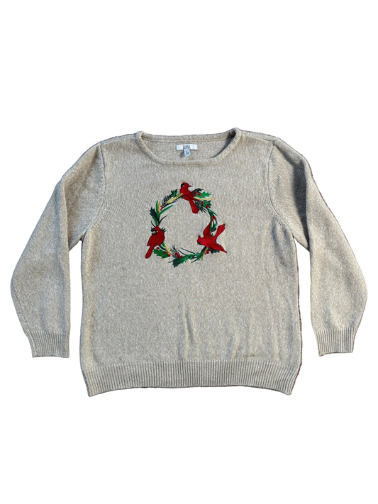 Cardinal Wreath Beige Sweater
