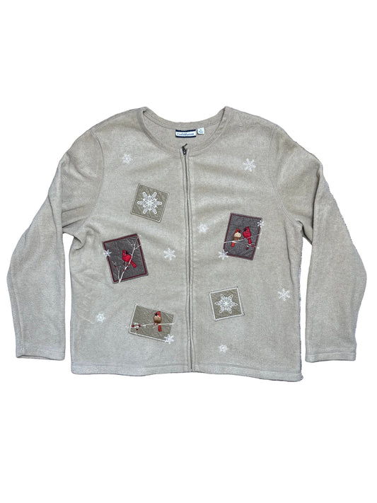Croft & Barrow Fill Zip Cardinal Snowflake Fleece