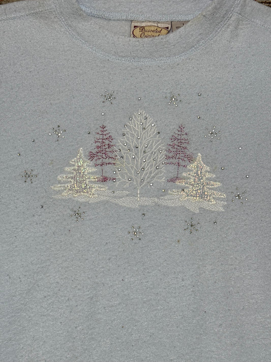 Vintage Decorated Originals Winter Tree Fleece Sweater