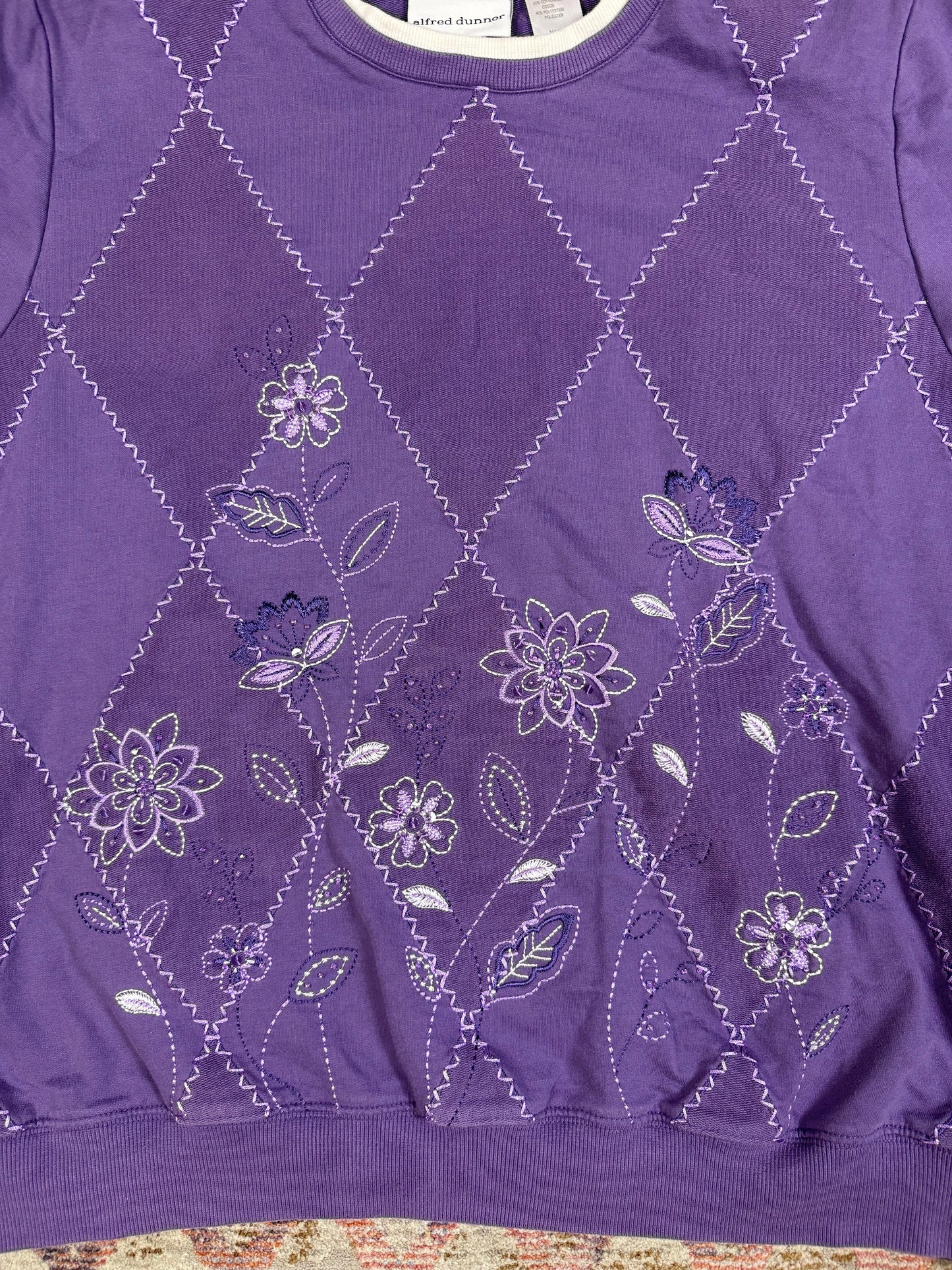 Vintage Granny Diamond Floral Crewneck