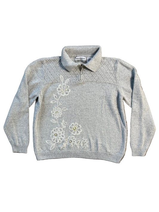 Vintage Quarter Zip Floral Sweater
