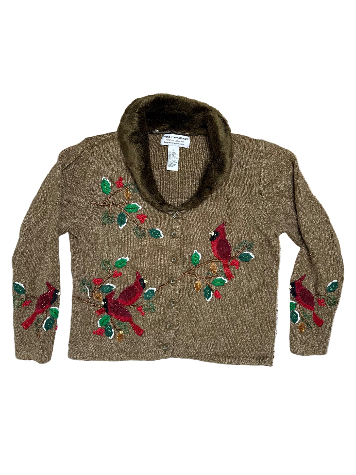 Vintage Tiara International Cardinal Button Up Sweater