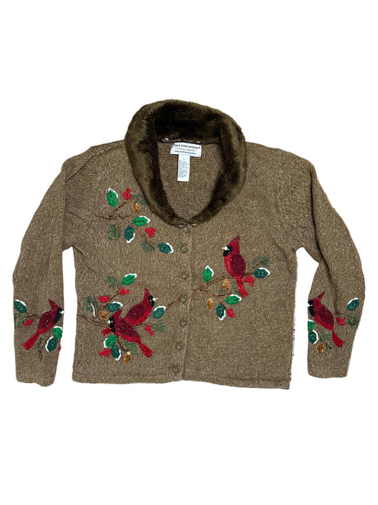 Vintage Tiara International Cardinal Button Up Sweater