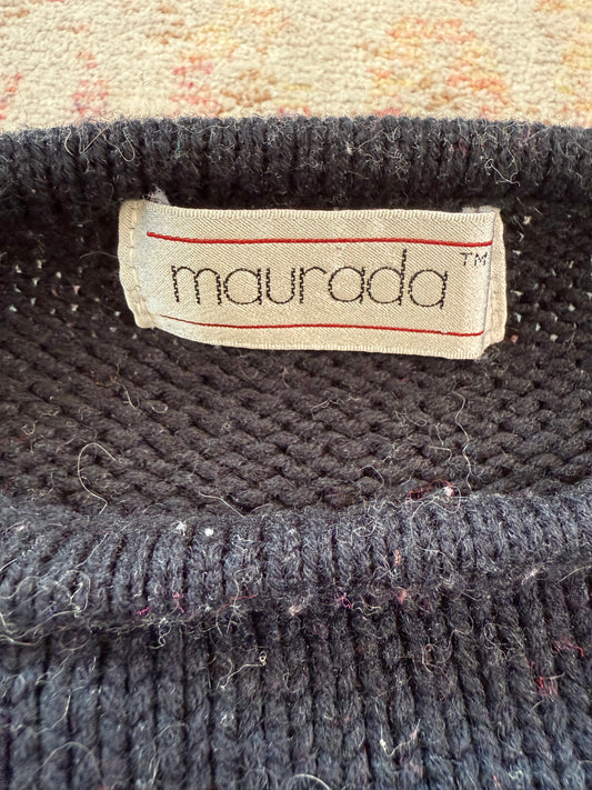 Vintage Floral Black Sweater