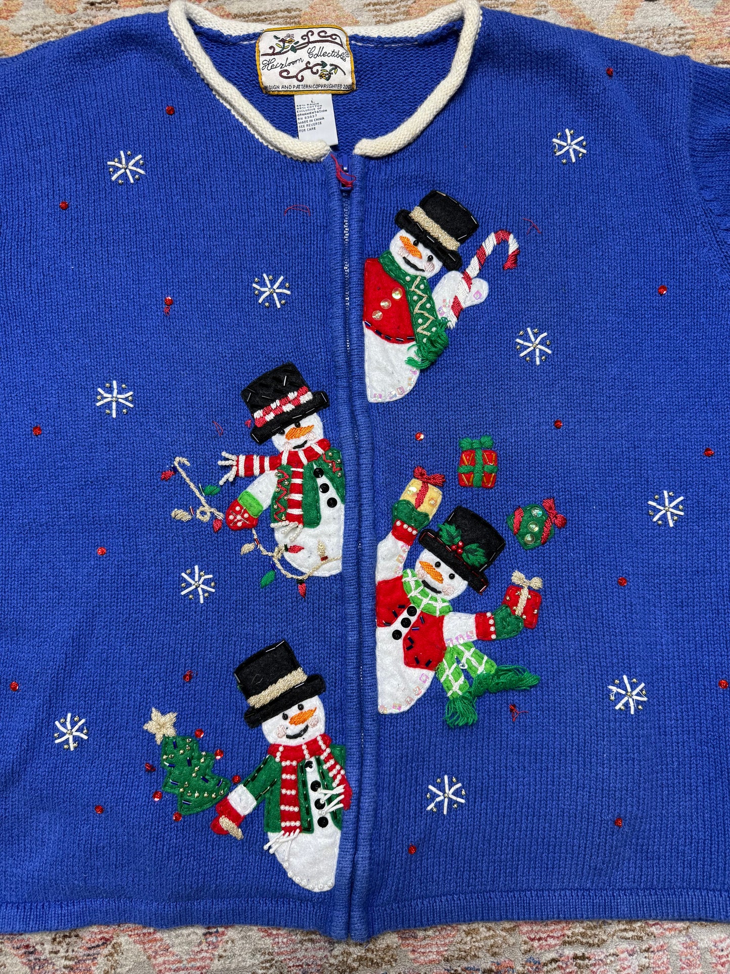 Vintage Heirloom Collectibles Snowman Christmas Sweater