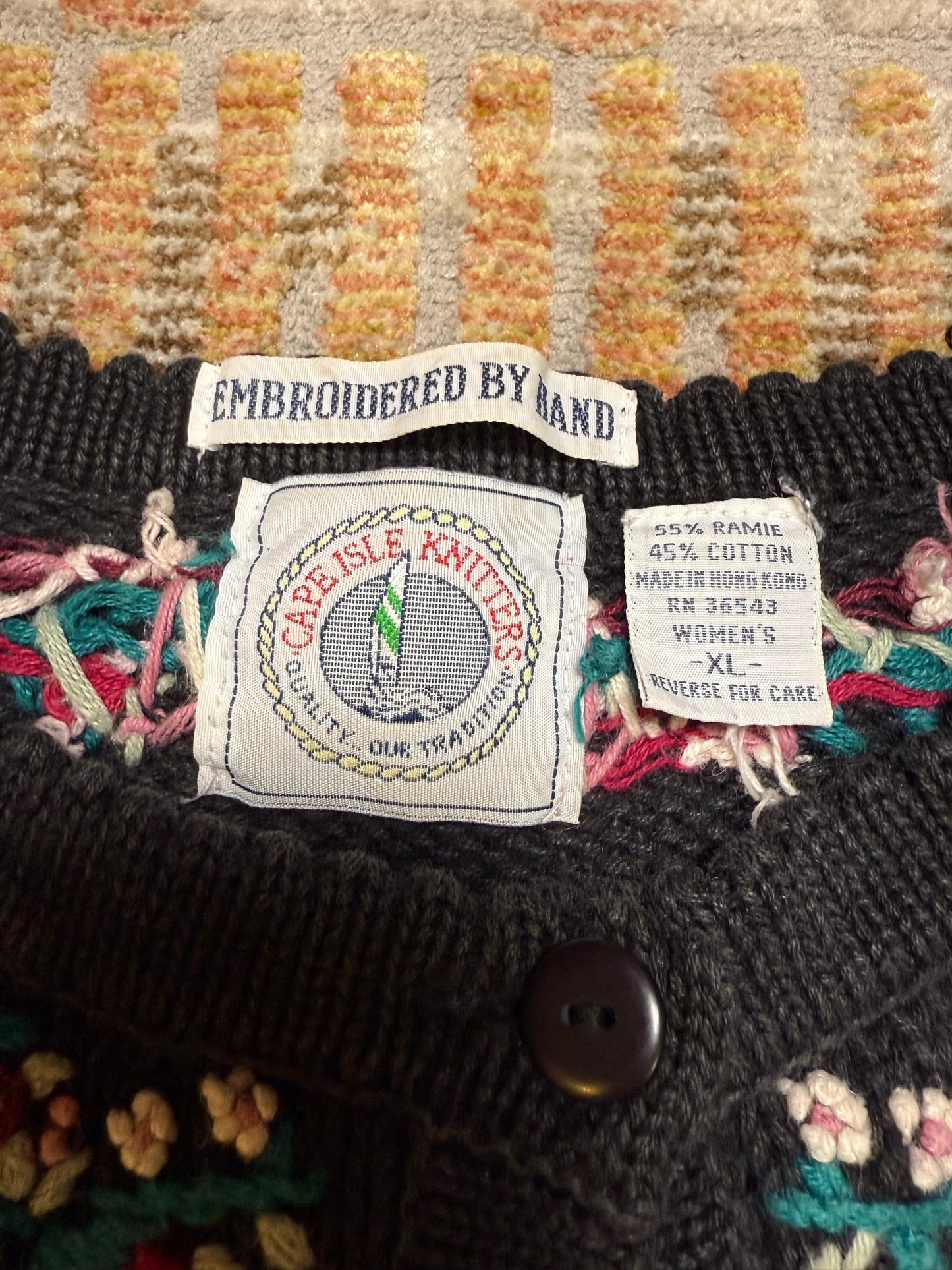 Vintage Cape Isle Knitters Embroidered Heart Sweater