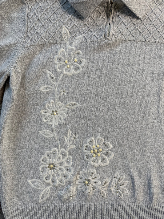 Vintage Quarter Zip Floral Sweater
