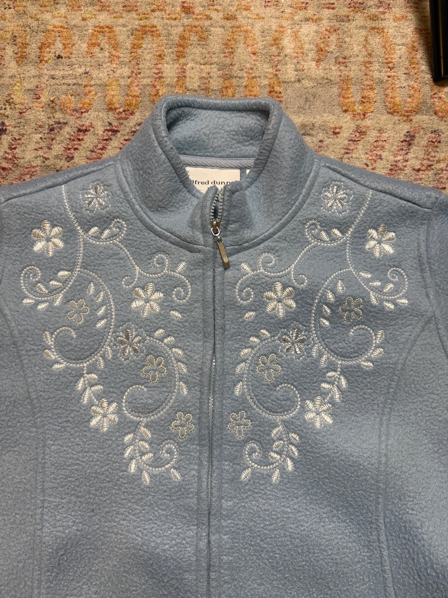 Vintage Alfred Dunner Floral Full Zip Fleece Sweater