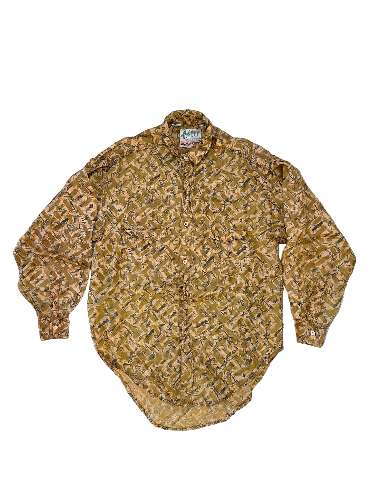 Vintage Compulsive Brown Patterned Dress Shirt