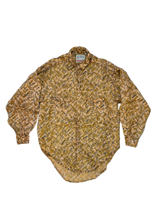 Vintage Compulsive Brown Patterned Dress Shirt