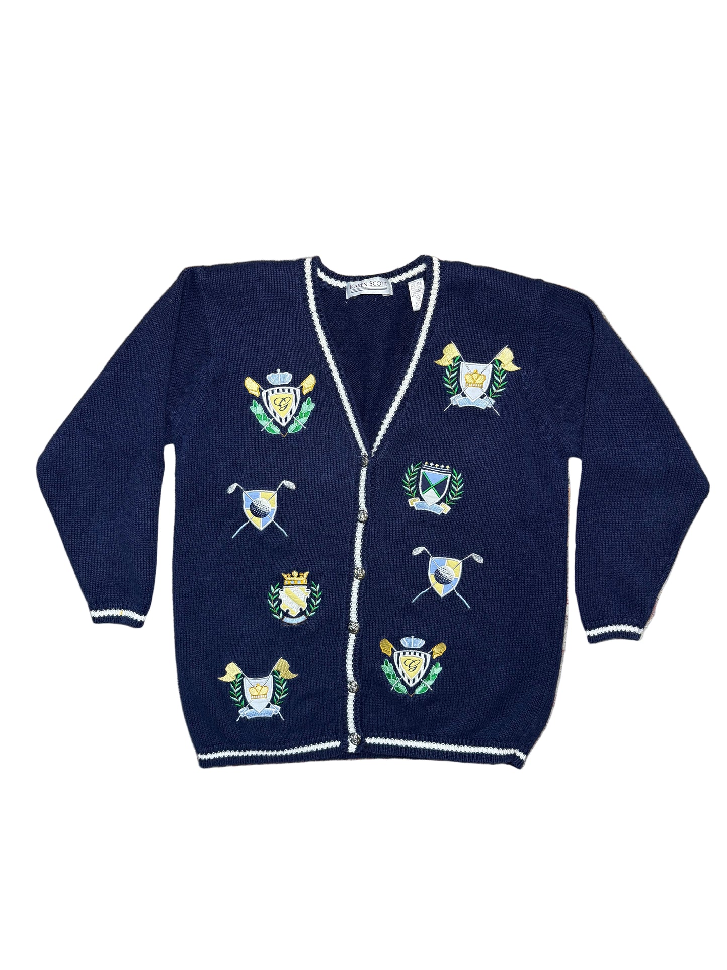 Vintage Karen Scott Golf Sweater Cardigan