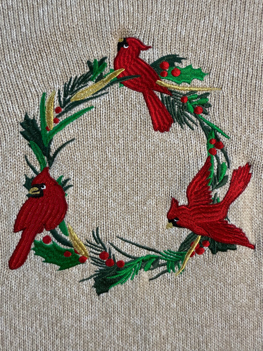 Cardinal Wreath Beige Sweater