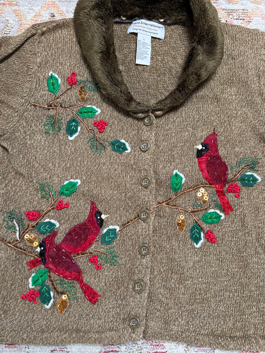 Vintage Tiara International Cardinal Button Up Sweater