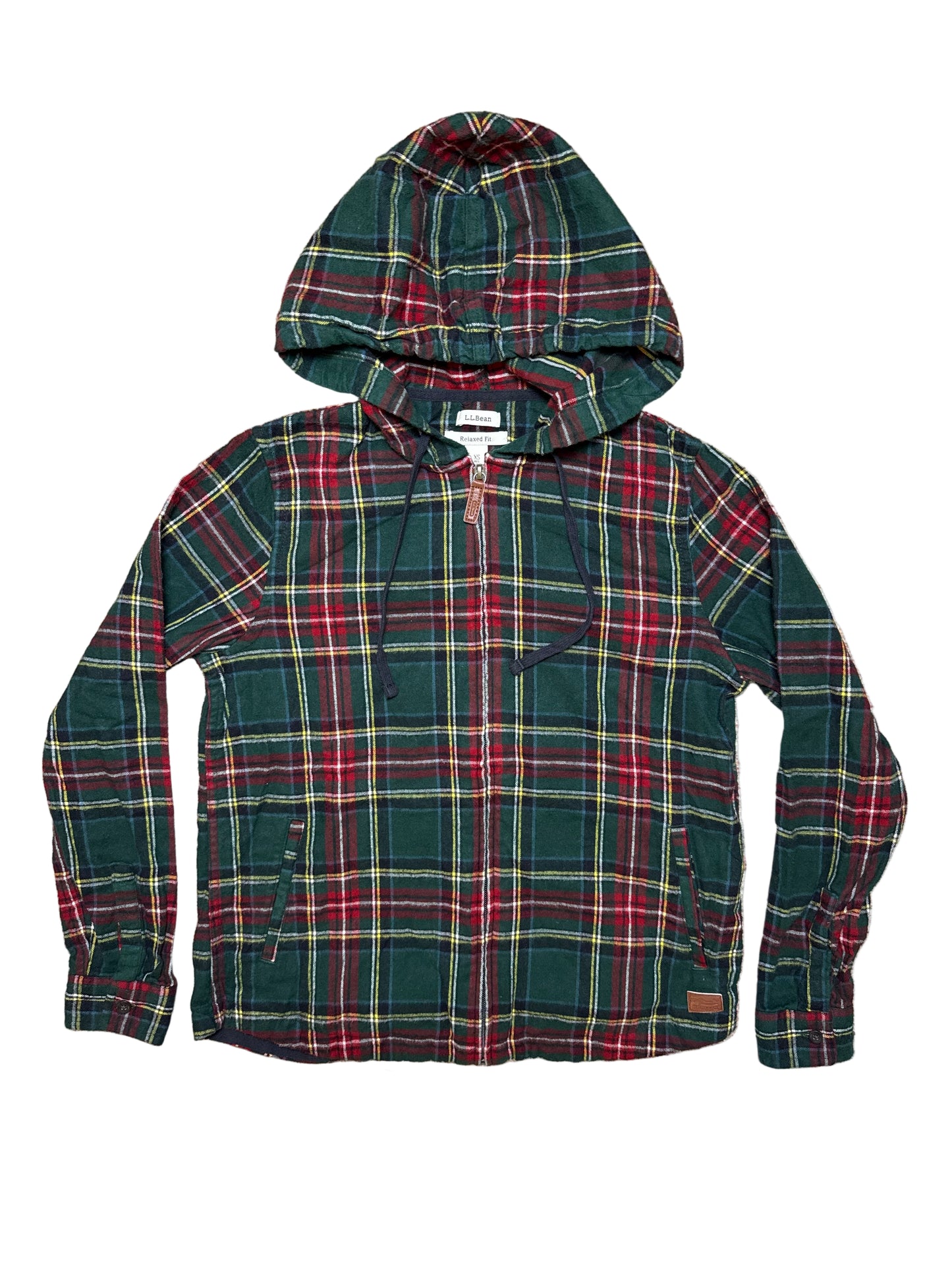 LL Bean Plaid Hooded Zip Up