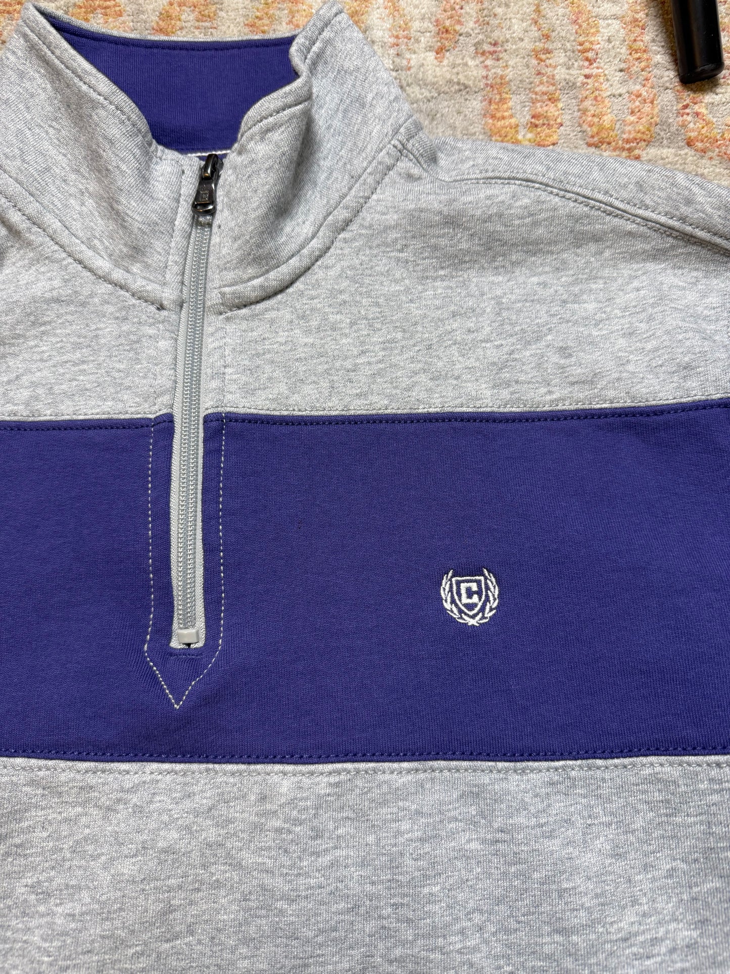 Chaps Striped 1/4 Zip Jacket