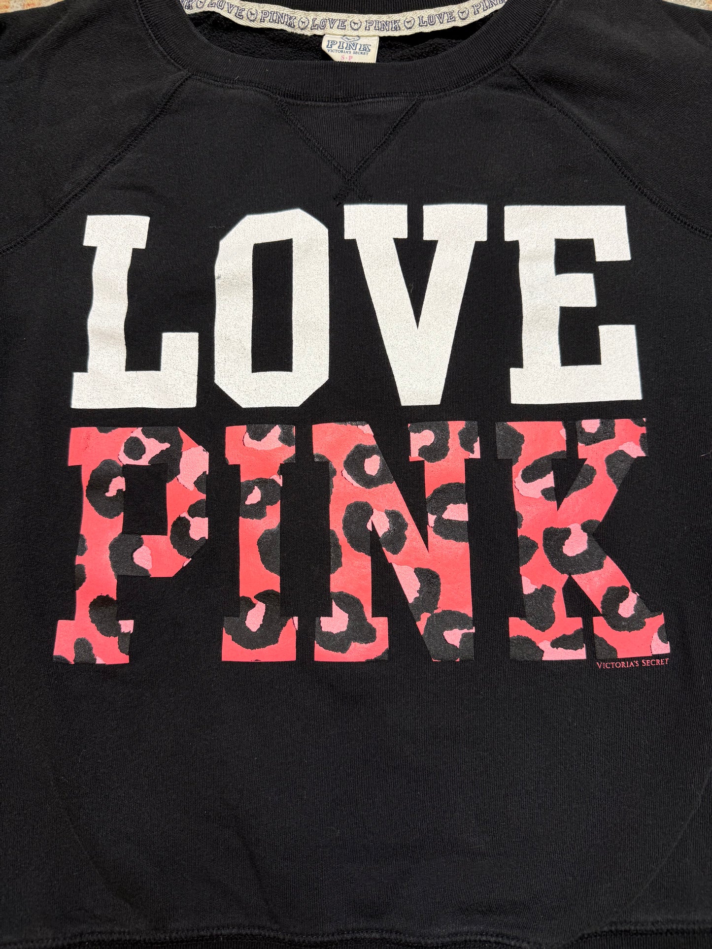 Y2K Victoria’s Secret Love Pink Leopard Crewneck